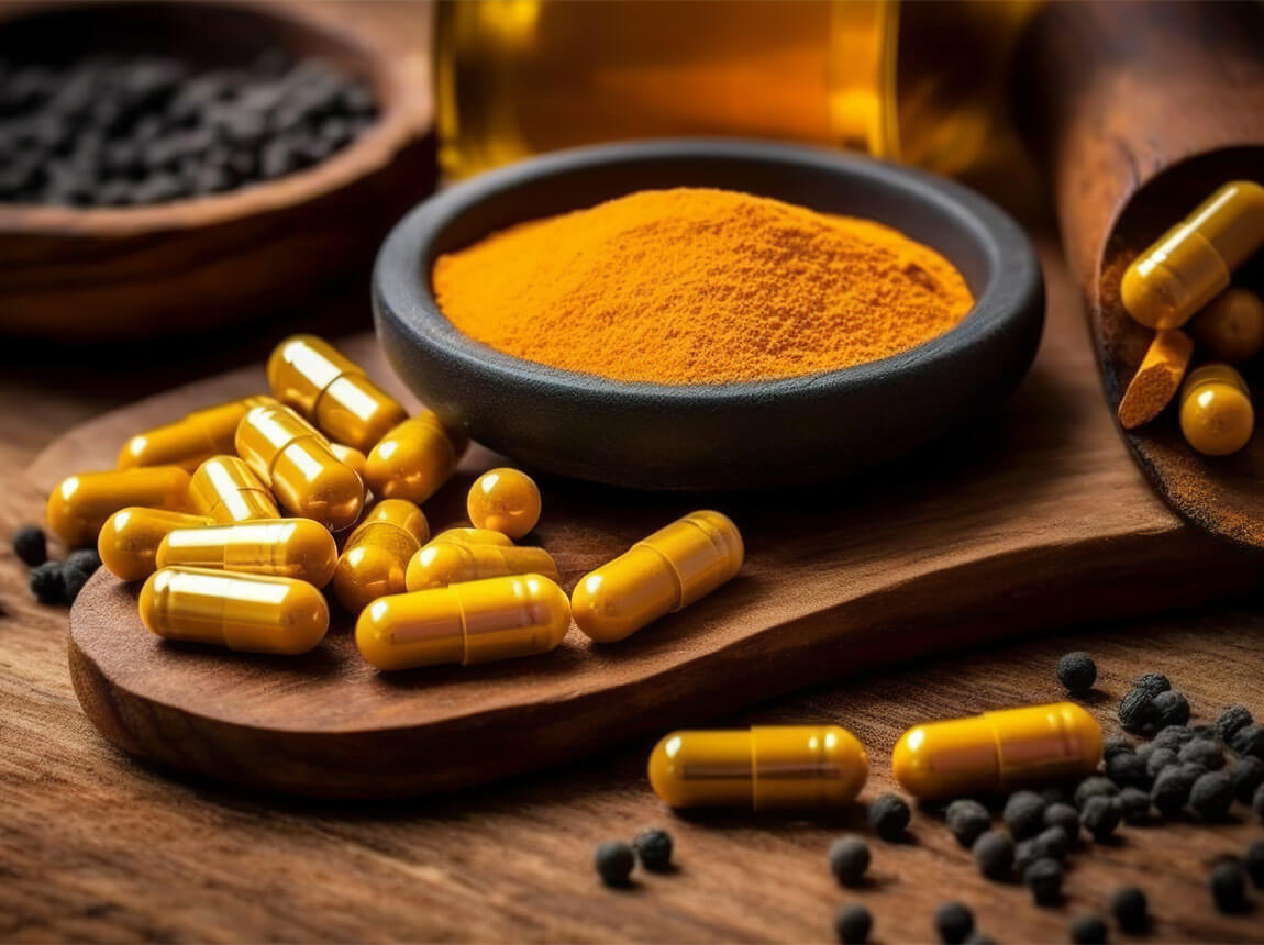 kurkuma s korením a zázvorom