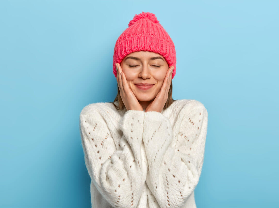 žena, krásna pleť, zima