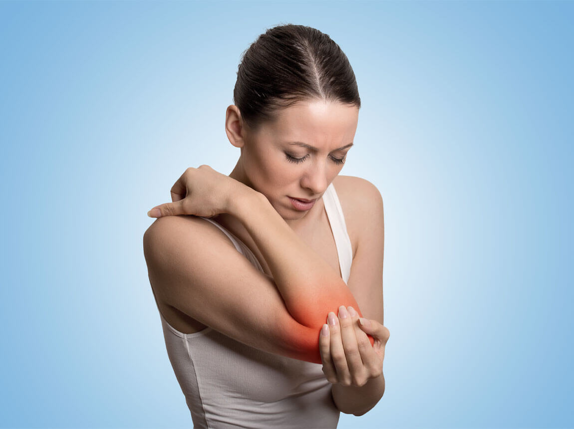 žena - bolesť lakťa 
