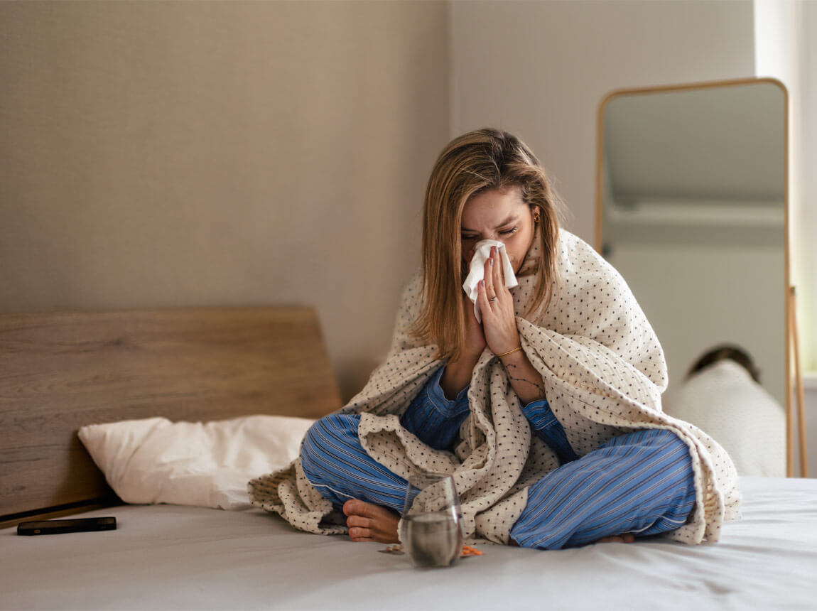 studená žena v posteli 