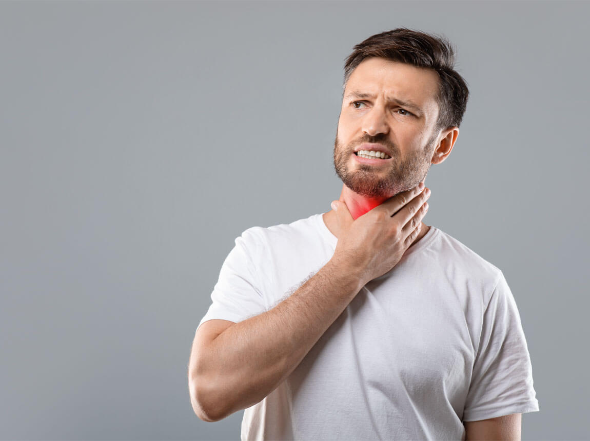 muž - bolesť hrdla 