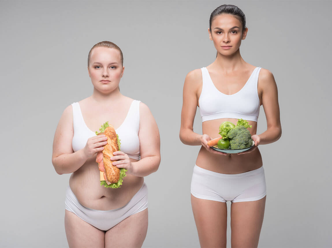 dievča s nadváhou - štíhla dievčina