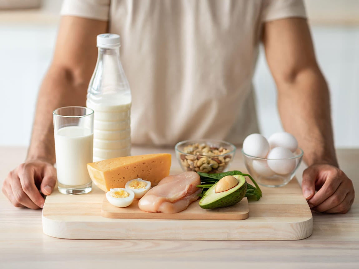 muž - v&yacute;robky bohat&eacute; na bielkoviny