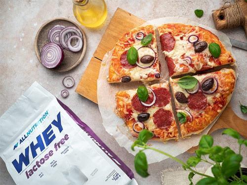 Proteínová pizza s bielkovinovou výživou bez laktózy