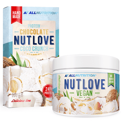 ALLNUTRITION NUTLOVE VEGAN COCONUT WITH ALMOND NUT 500g + PROTEIN CHOCOLATE NUTLOVE COCO CRUNCH 100g