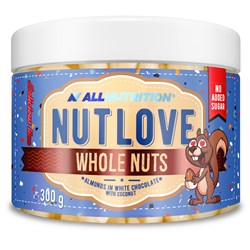 NUTLOVE WHOLE NUTS ALMONDS IN WHITE CHOCOLATE WITH COCONUT